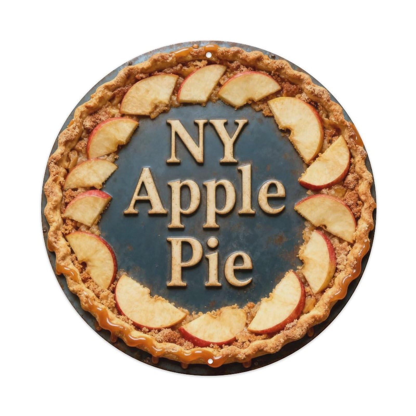 NY Apple Pie Metal Tin Sign Plaque