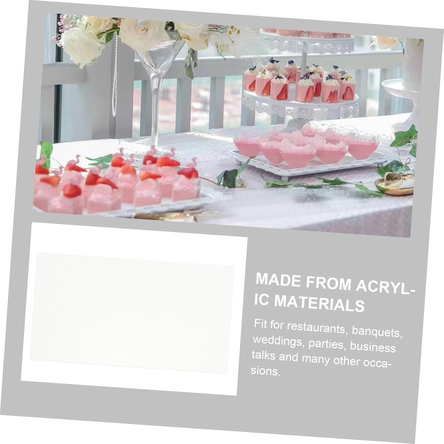 Mobestech 80pcs Transparent Acrylic Name Cards for Weddings Table Numbers Wear-resistant Blank Writable Place Cards for Guest Seating and Event Decor