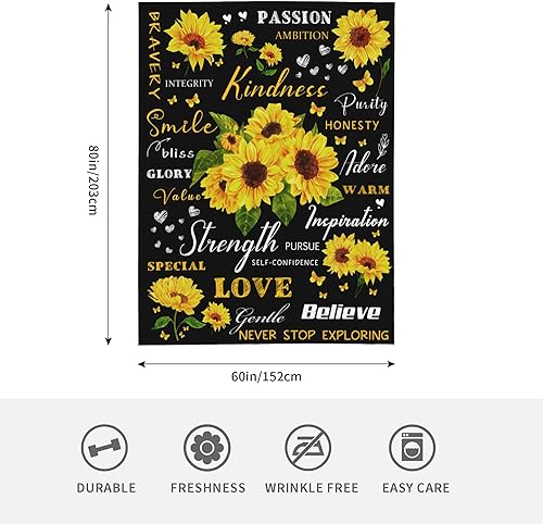 Miniatura 2 de Manta de girasol con curación positiva manta de franela polar para cama silla sofá decoración del hogar cumpleaños Navidad Día de la Madre regalo de