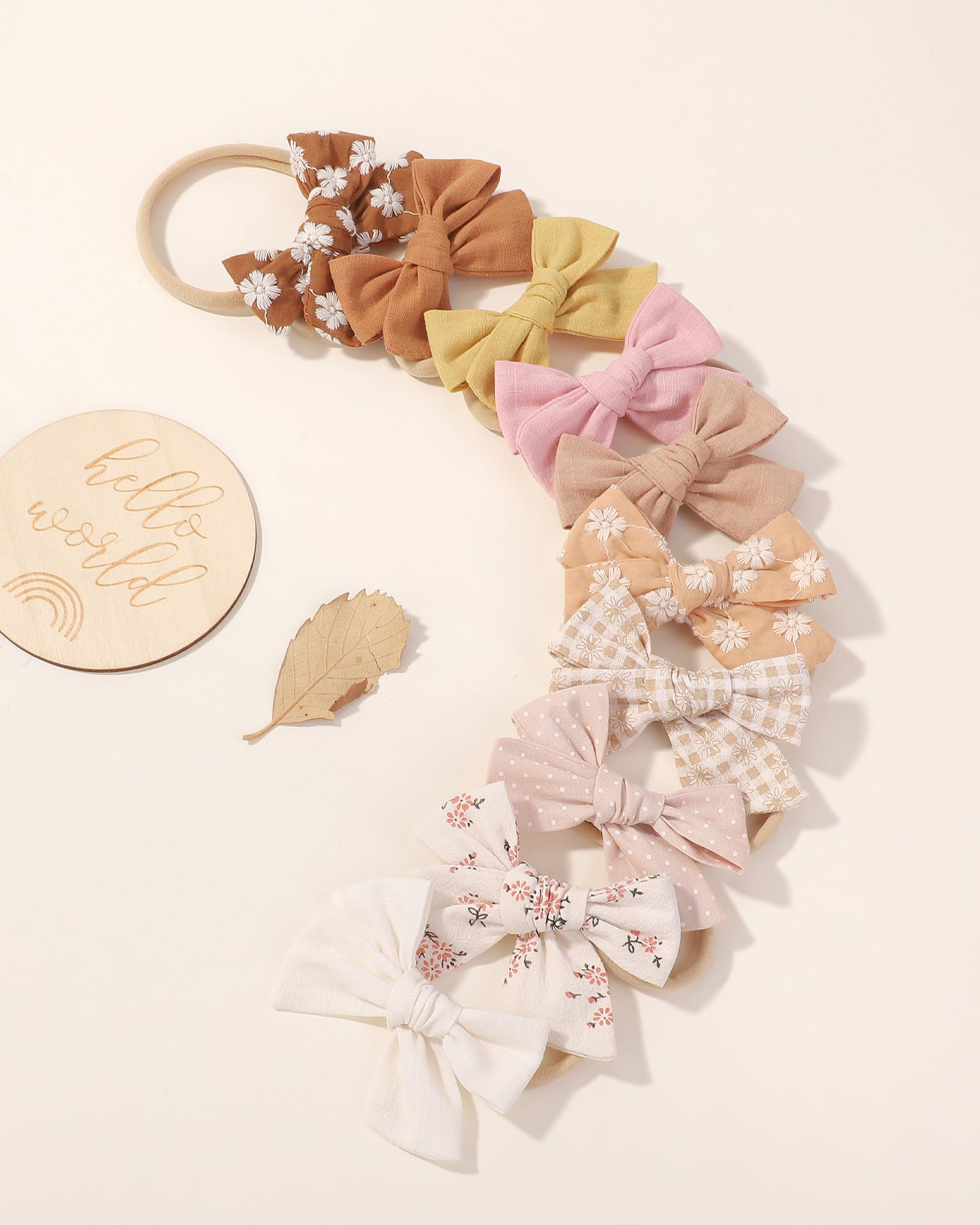 10pcs Bébé fille bandeau cheveux arc nylon Lin Hair Band accessoires de cheveux faits à la main pour nouveau - né bambin petite fille et enfant 3,5 pouces
