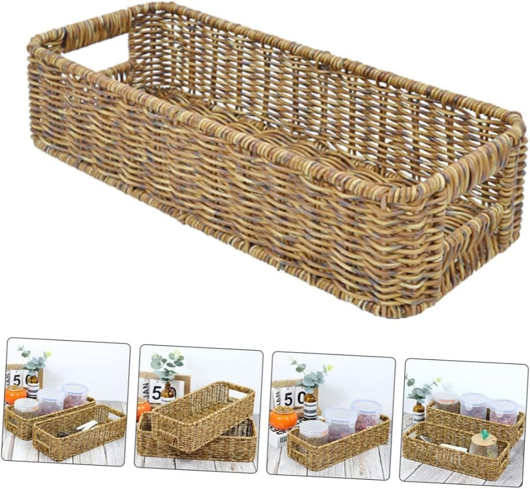 uuClub調味料ジャー収納ボックス 編まれた収納バスケット デスクト (3個) [並行輸入品]