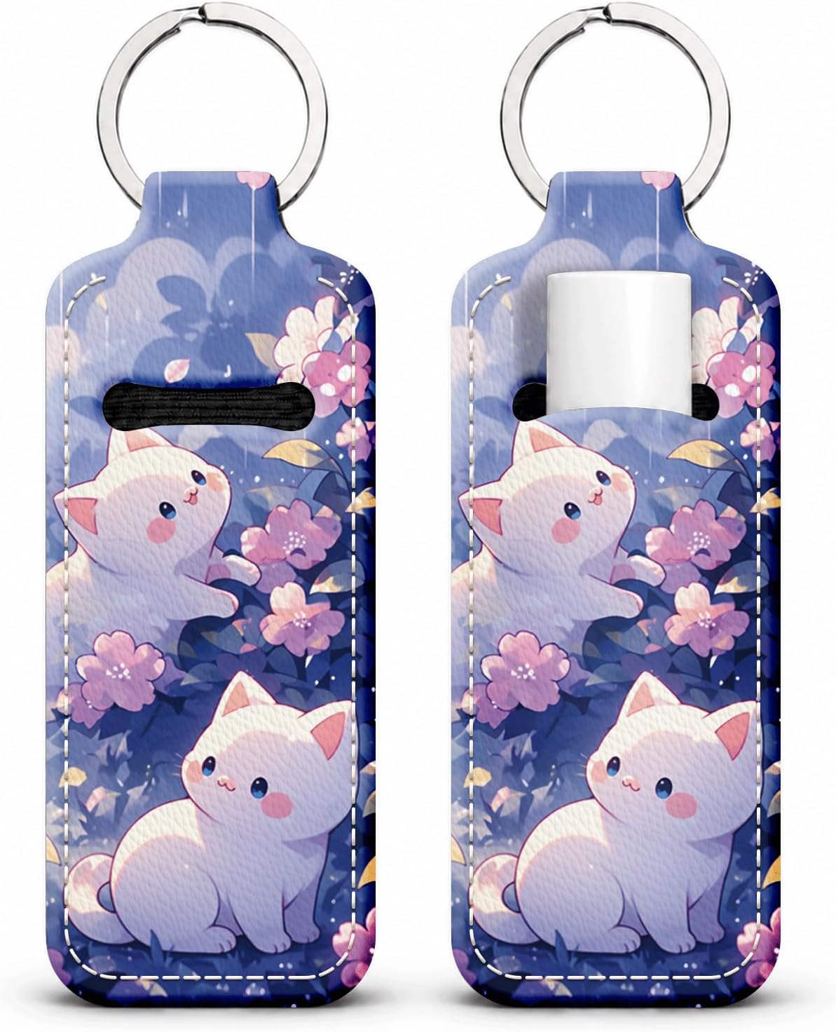 Unique Print Lip Balm Holder Keychain, Aesthetic Chapstick Sleeve Clip for Women Purse and Keys