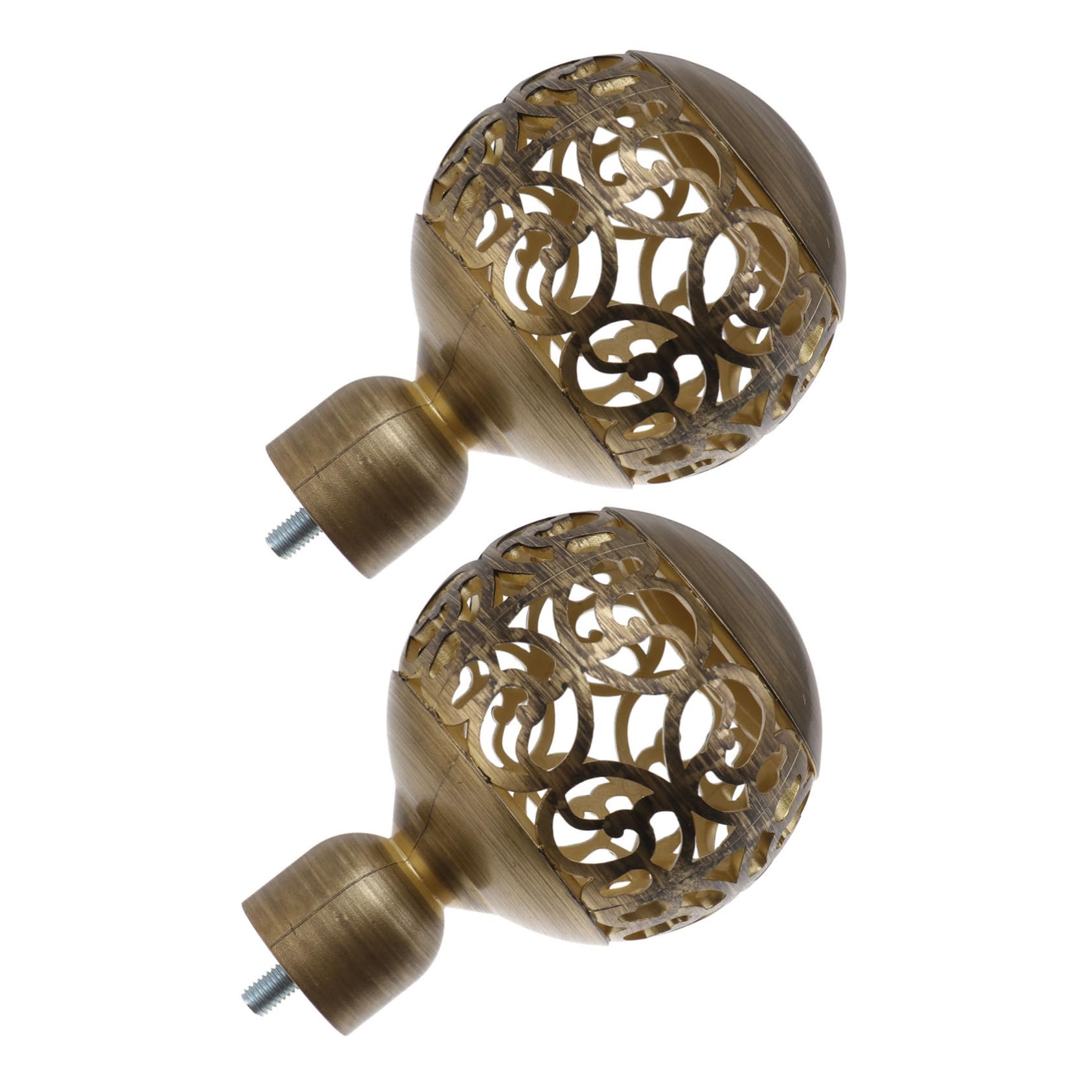 Cabilock 2Pcs Decorative Curtain Rod Caps Elegant Hollow Ball Ends for Home Decoration Curtain Rod Accessories Easy Installation Unique Design for Window Decor