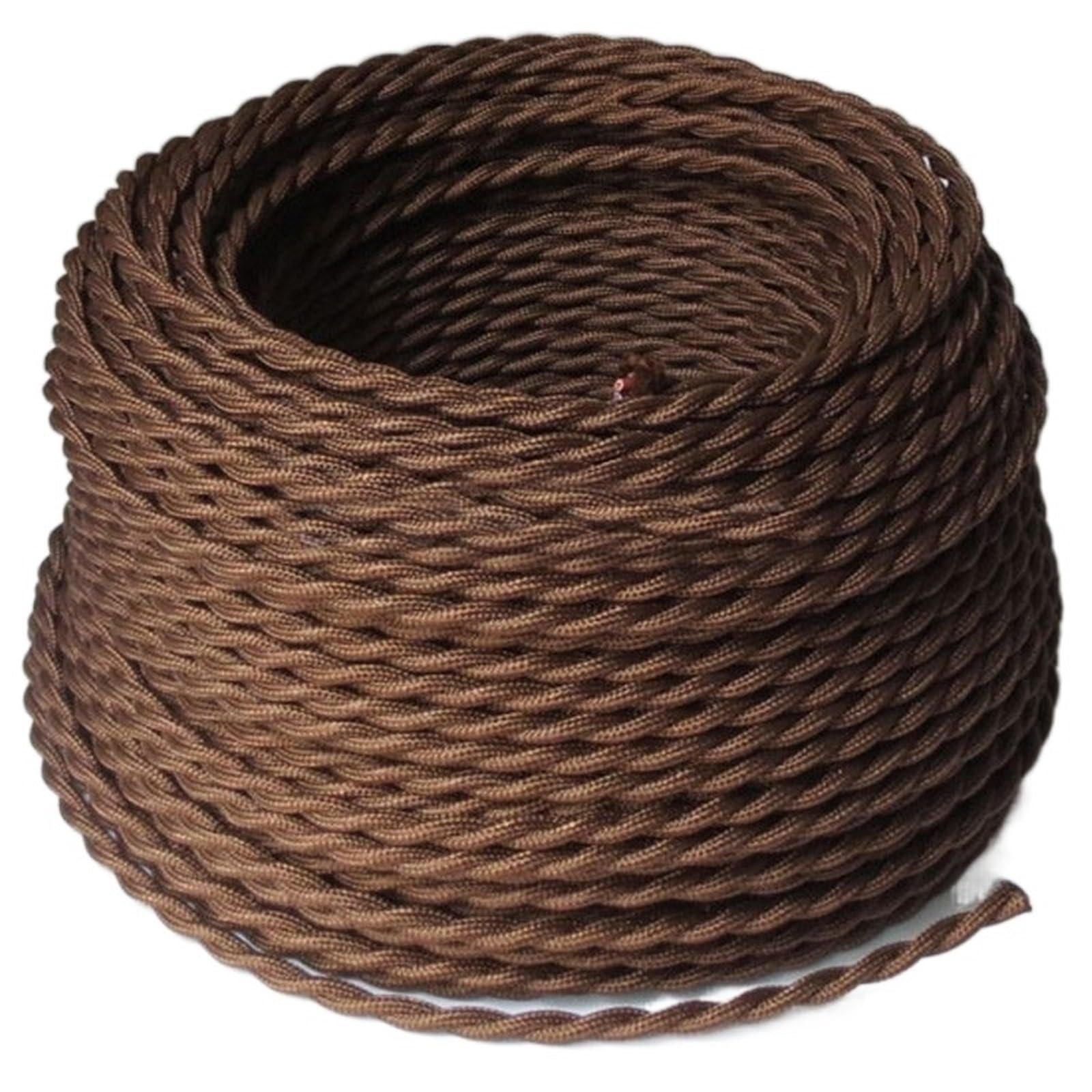 Alambre Recubierto de Tela， Cable Trenzado for lámpara eléctrica Vintage de 2 núcleos x 0,75 mm²(Auburn,20meter)