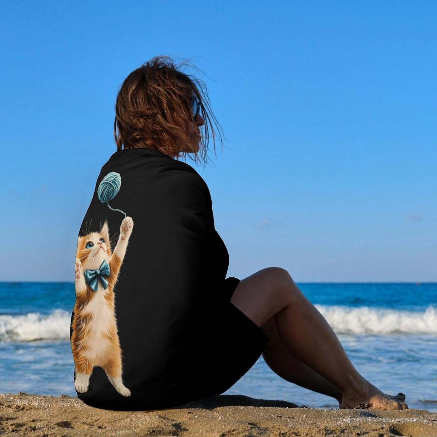 Cat Cute Oversized Beach Towel Soft Absorbent Pool Bath Swim Towels for Adults Travel Vacation Gifts 130x80cm