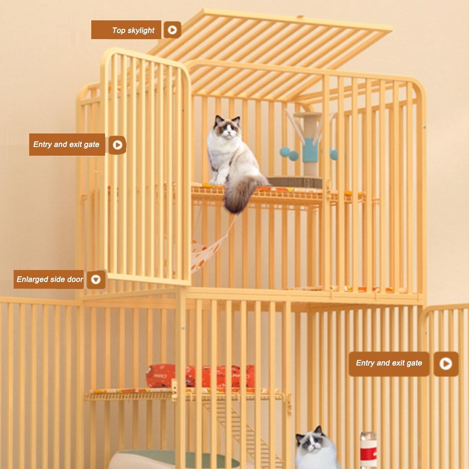 review Catio Outdoor Cat Enclosure Large, with Super Large Entry Door, Indoor/Outdoor Cat Cage Large Space with Wheels, Multi-Feature Enclosed Cat Condo for Indoor Cats, Pull-Out Tray(Black,71 * 55 * 137cm)