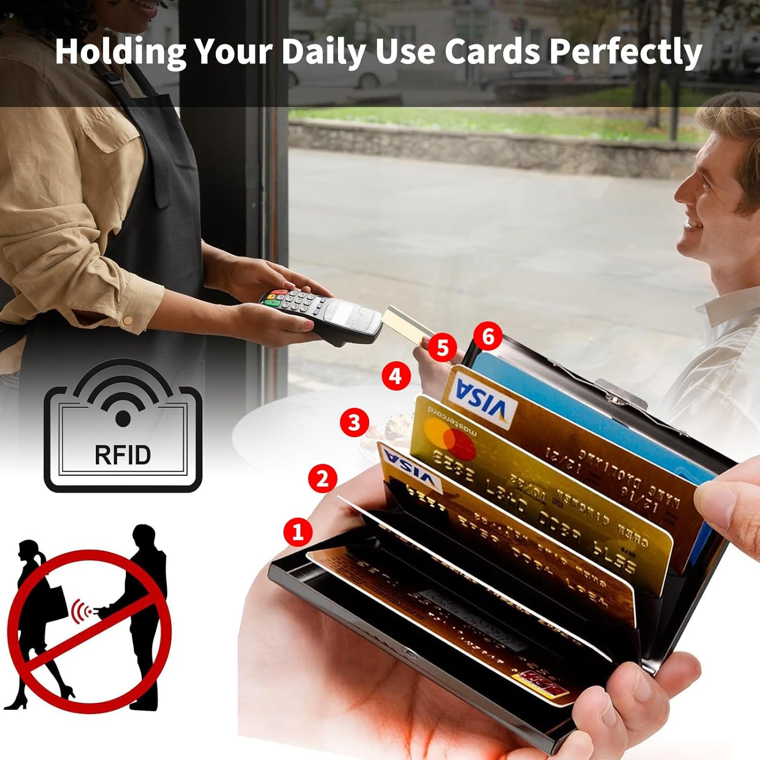 Metal Wallet,Credit Card Holder for Women Men,Thin Slim Mini Aluminum Wallet RFID Blocking Card Holder Hard Card Case Small Business Card Holder ID Case Travel Wallet,Cute Little Cat - Image 2