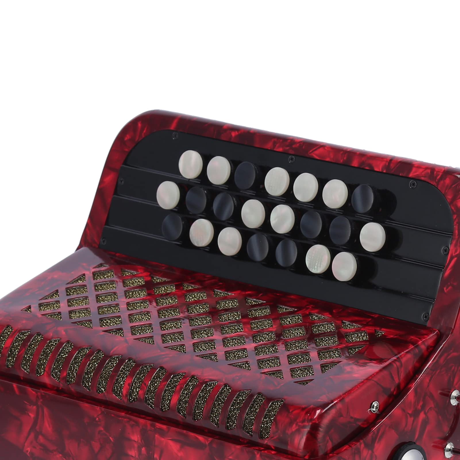 Fisarmonica Professionale a 22 Tasti e 8 Bassi con Custodia – Ideale per Principianti e Musicisti Avanzati (Rossa)