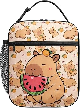 Capybara Lunch Box, Insulated Lunch Bag for Adults, Reusable Cartoon Design Thermal Lunch Bag, Portable Leakproof Thermal Cooler Bags, Insulated Lunch Bag for Work School Picnic Travel Beach
