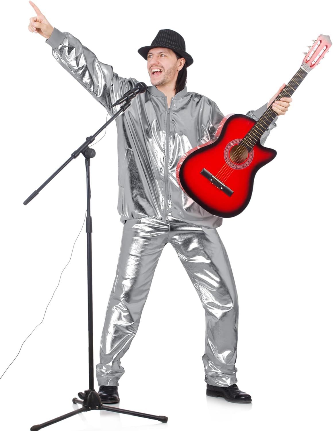 Men's Metallic Jacket and Pants Set Jacket Men Straight Leg Trousers Costume for Men Disco Cosplay Party - Image 5