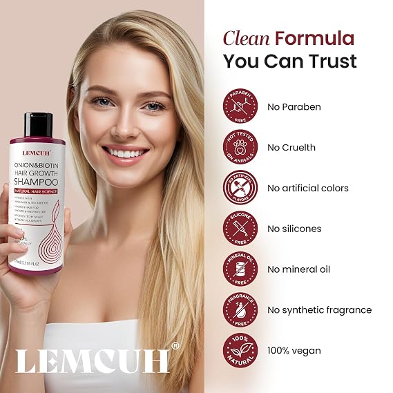 Onion Shampoo for Hair Growth: Onion Hydrosol Shampoo for Thicker-Looking Hair - Smooths Scalp With Tea Tree & Ginger - Thickening Formula Support Hair Regrowth For Women Men 12.5Fl Oz