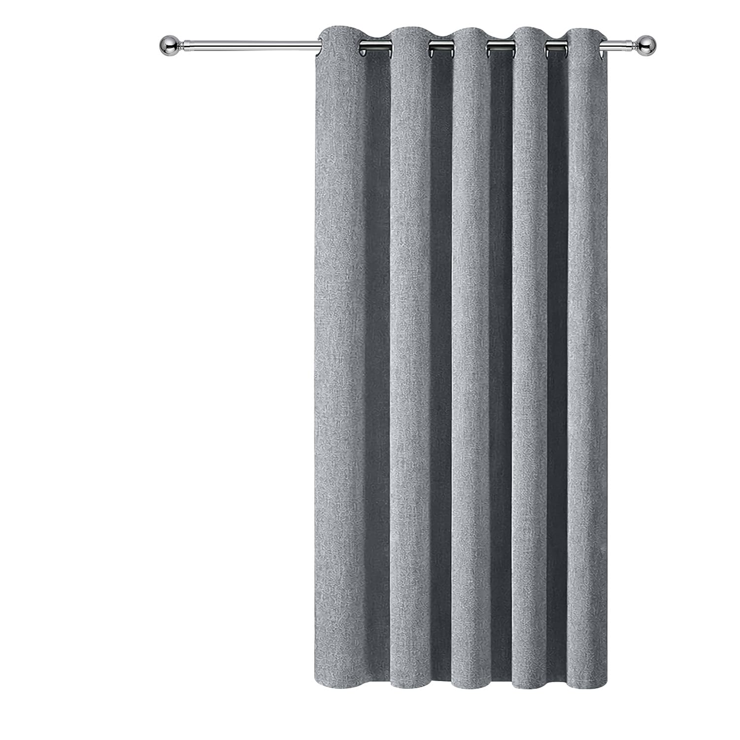 Aspire Homeware 100% Blackout Eyelet Linen Curtains for Living Room 66x84 Inch Thermal Insulated & Super soft Ring Top Grey Curtains Single Panel with Matching Tieback