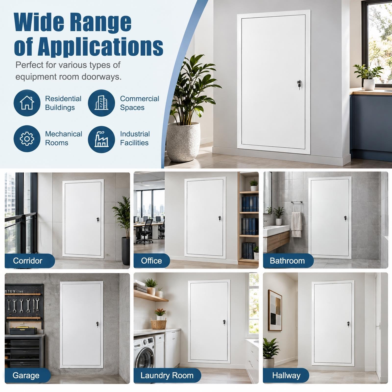 Puerta de acceso de aluminio duradera para áticos con sistema de bloqueo seguro y llaves, ideal para el mantenimiento de la fontanería y el equipo, fácil instalación, uso versátil en hogares y espacio