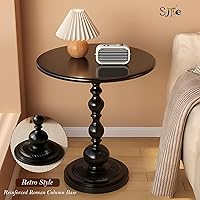 Vista 5 de Mesa Auxiliar – Mesa de Acento Pequeña Redonda de 13.8" con Base de Metal, Mesa de Café Vintage Multifuncional para Sala de Estar, Dormitorio, Negro