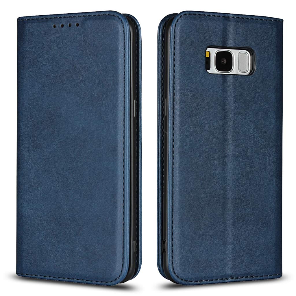 iCoverCasefor Samsung Galaxy S8 Wallet Case with Card Holder, PU Leather Magnetic Case Kickstand Feature Shockproof Protective Flip Cover Case for Samsung S8 - Blue