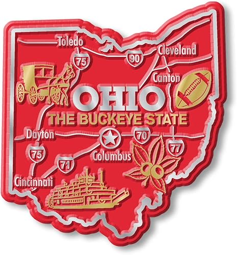 Ohio Giant State Magnet por Classic Magnets, 3 x 3.3 pulgadas, recuerdos coleccionables fabricados en los Estados Unidos
