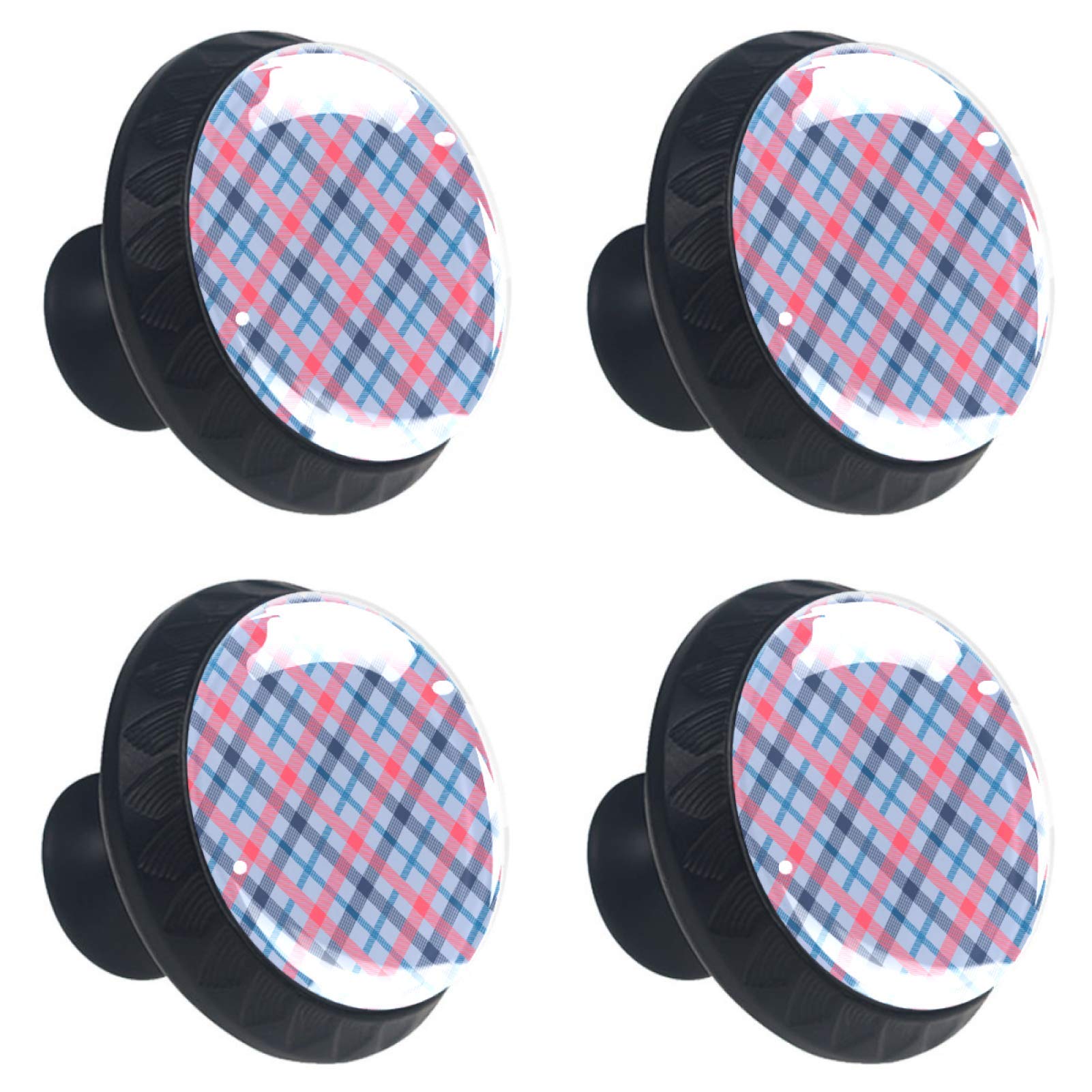 Bouton en verre tartan lot de 4 pour relooker un meuble de cuisine