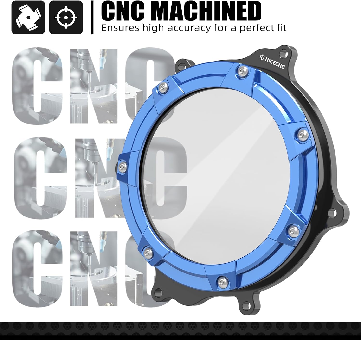 NICECNC Blue Transparent Clutch Cover Compatible with Suzuki DRZ400 DRZ400E DRZ400S DRZ400SM 2000 2001 2002 2003-2020 2021 2022 2023 2024 See Fitment