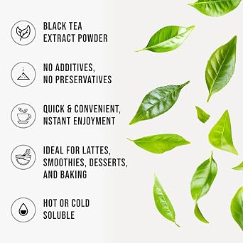 Instant Black Tea Extract Powder, Unsweetened Iced Tea Concentrate from Real Black Tea Leaves, Instant Powder for Hot & Cold Drinks, Powdered & Unsweet Tea, Smooth Mixing, Zero Additives, Non-GMO, 525g , 1050 Servings