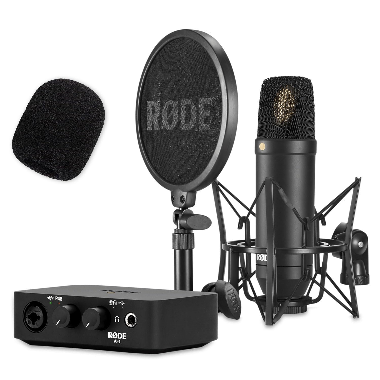 Rode NT1-Kit Studio-Mikrofon mit AI-1 Interface und keepdrum WS2 Popschutz