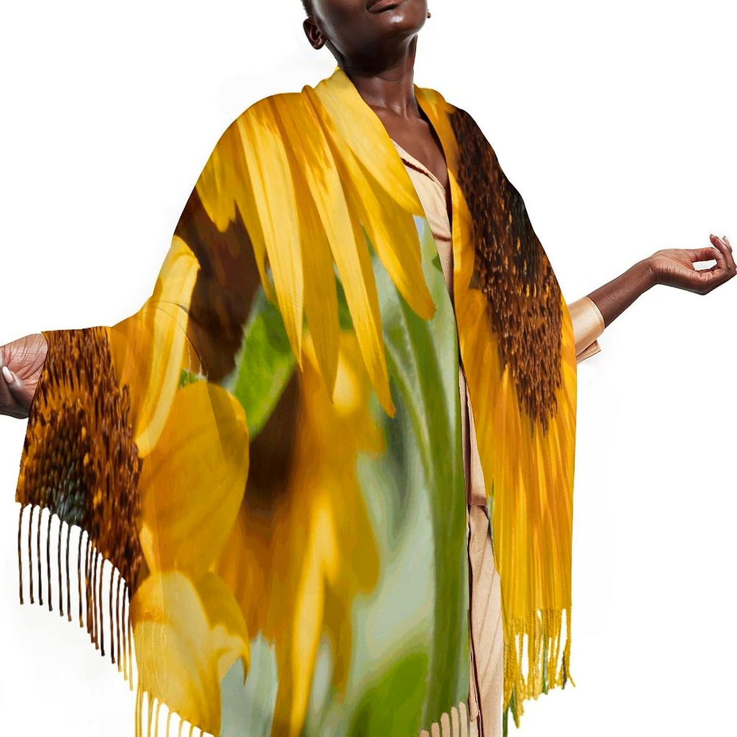 Bees Sunflowers Scarfs for Man Women Winter Scarf Long Shawl Wraps Fashion Classic Tassel Scarfs Soft Blanket Scarves