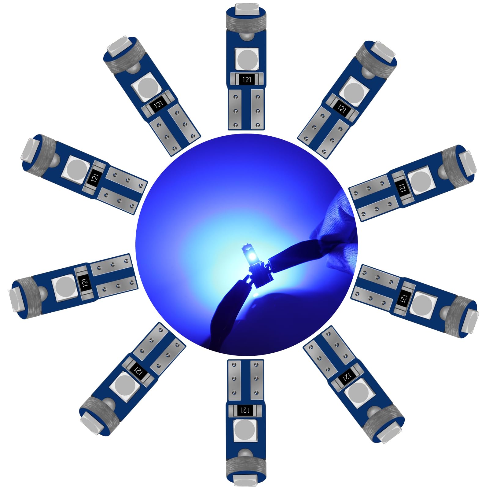 Alopee 2721 LED Bulb Blue 12V 74 Replacement for Car Dash Instrument Panel Gauge Cluster Indicator Door Light Compatible with T5 73 37 2723, Pack of 10