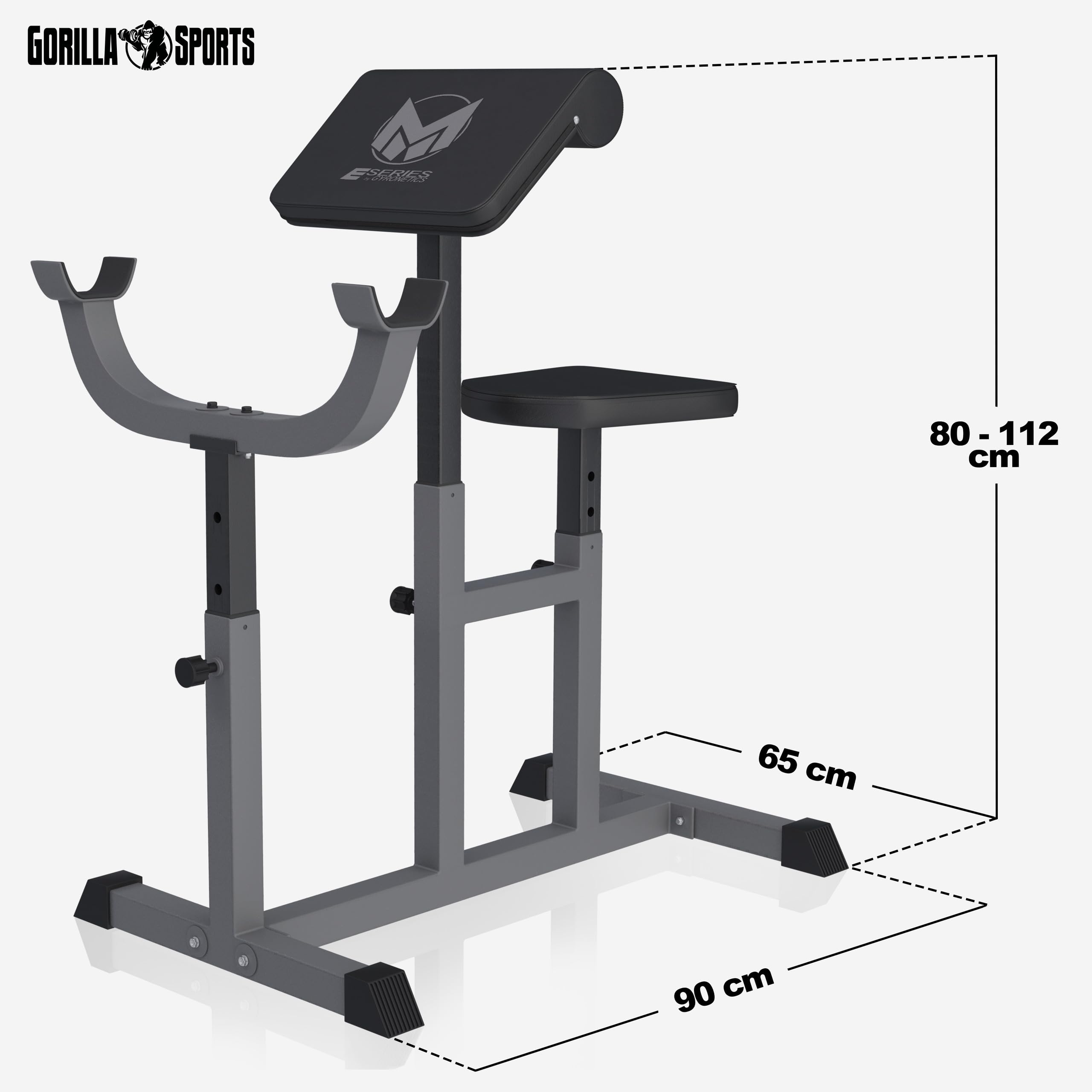GYRONETICS® Panca per Bicipiti - Supporto Bilanciere, Altezza e Sedile Braccia Regolabile, con Curl Pult, Carico Max 150 kg - Panca Pesi, Scottbank Palestra, Fitness, Casa, Allenamento