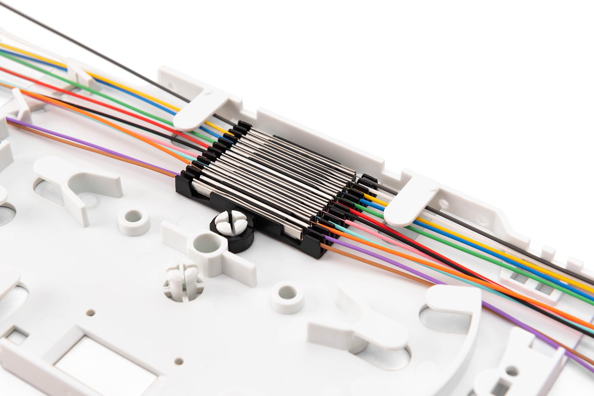 DIGITUS Protección contra empalmes por crimpado FO – 150 unidades – para cables de fibra óptica – cierre por presión – ángulo de apertura de 52 grados – protege contra vibraciones y micromovimientos
