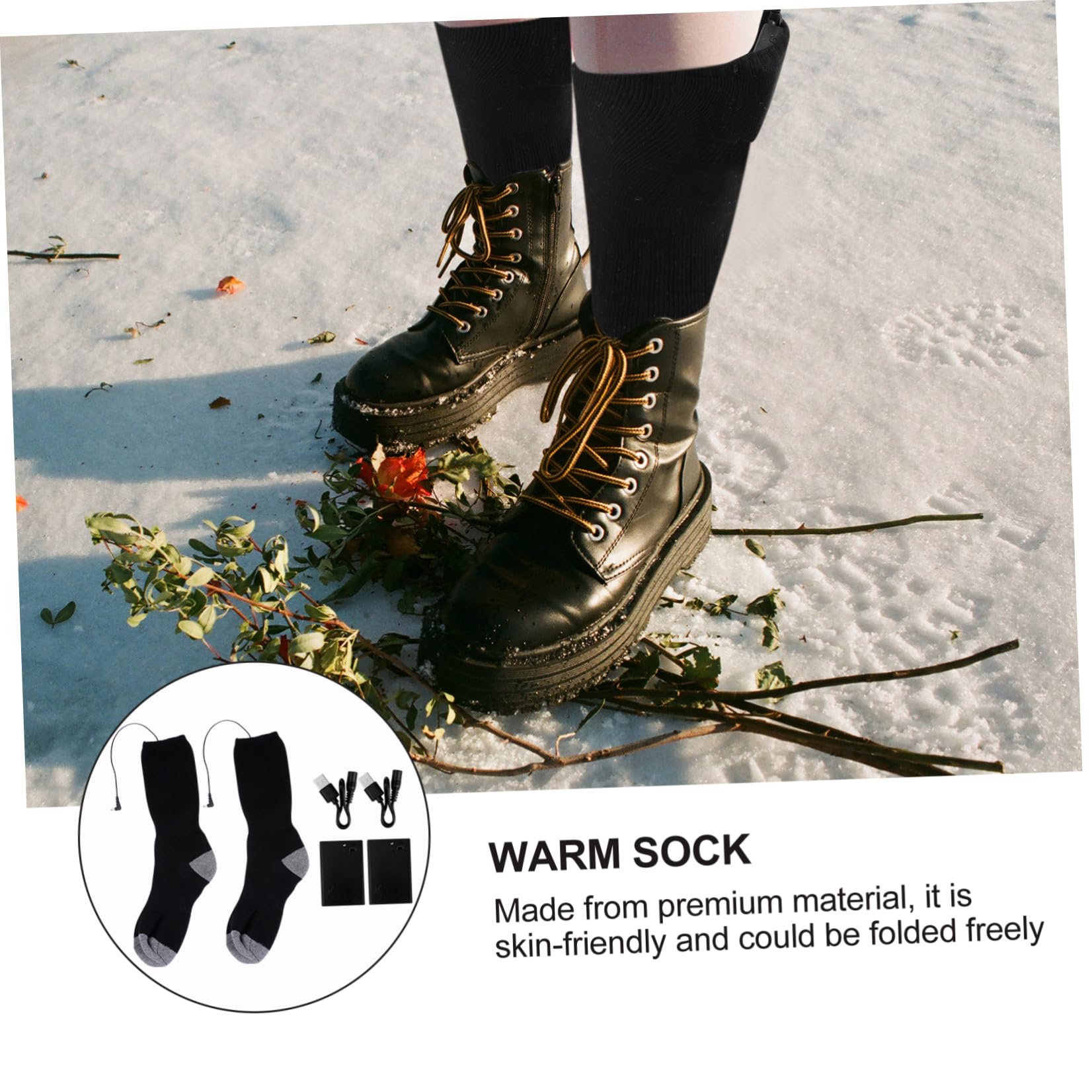 Alasum Calcetines Calefactables para Invierno Batería Recargable USB, Material Poliéster, Diseño Portátil y Transpirable, Ideales para Viajar y Mantener Pies Calientes