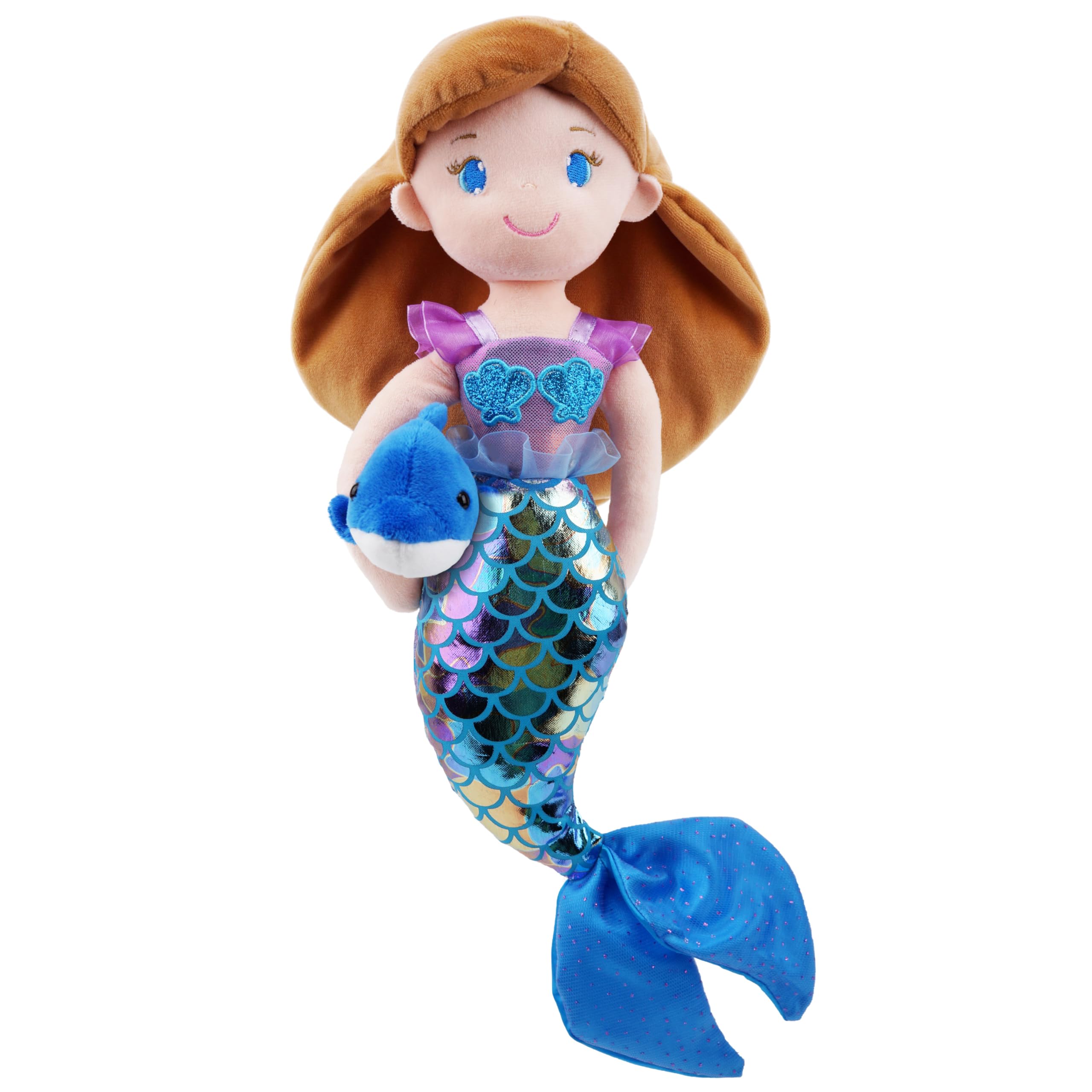 Lullaberry 40cm Atlantic Wonders Mermaid Princess Nerida Oceanwhisper - Soft Plush Stuffed Mermaid Doll Gift for Toddler Girls