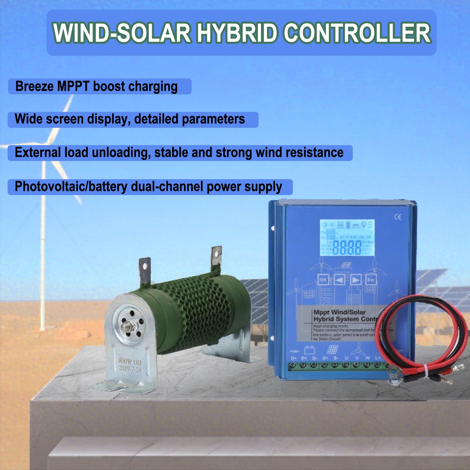 Hybrydowy Regulator Ładowania Wiatrowo-Słonecznego z Funkcją Zrzutu Obciążenia, Automatycznym Akumulatorem 48 V, Kontrolerem Poza Siecią, Boost Mppt 600 W, Turbiną Wiatrową 48V-Wind500W+Light500W