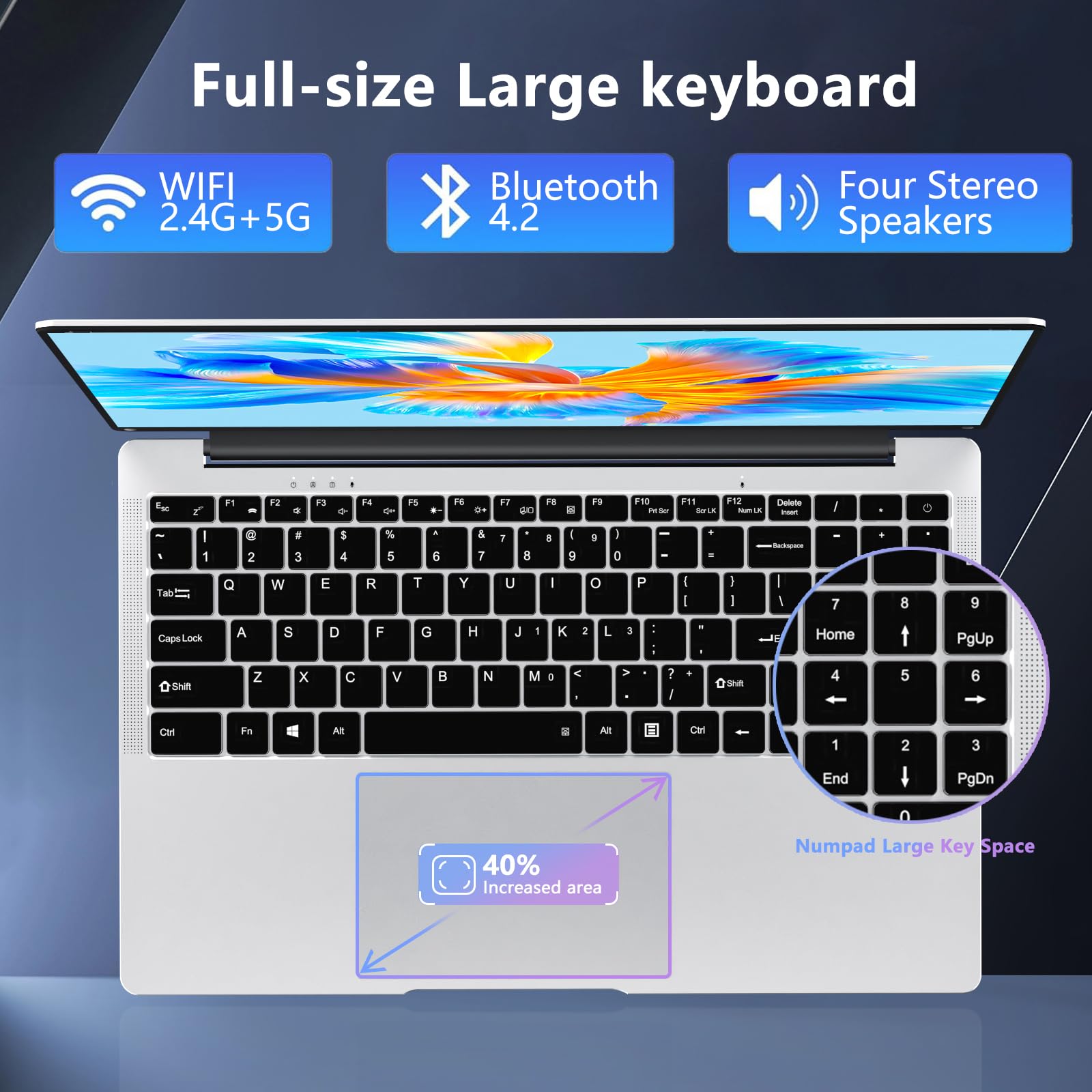 DARYUKUM PC Portatile da 15,6 pollici, notebook 8 GB RAM 256 GB SSD, laptop Celeron N4000 FHD 1080P, notebook WiFi dual-band, con mini HDMI, 2xUSB 3.0