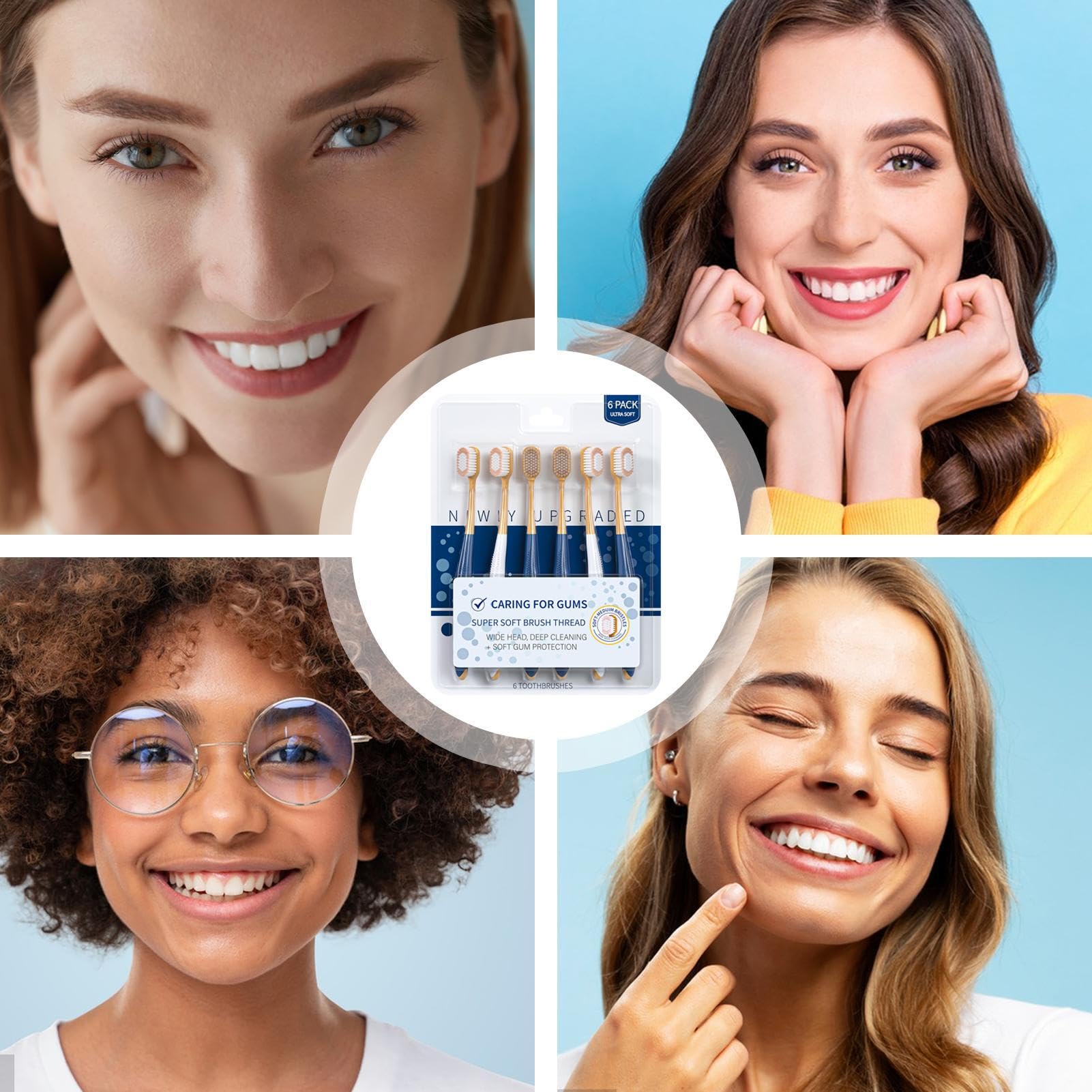 Spazzolini da denti morbidi per adulti, confezione da 6 spazzolini ultra morbidi, testa larga, spazzolino morbido per adulti, gengive che si ritirano e denti sensibili