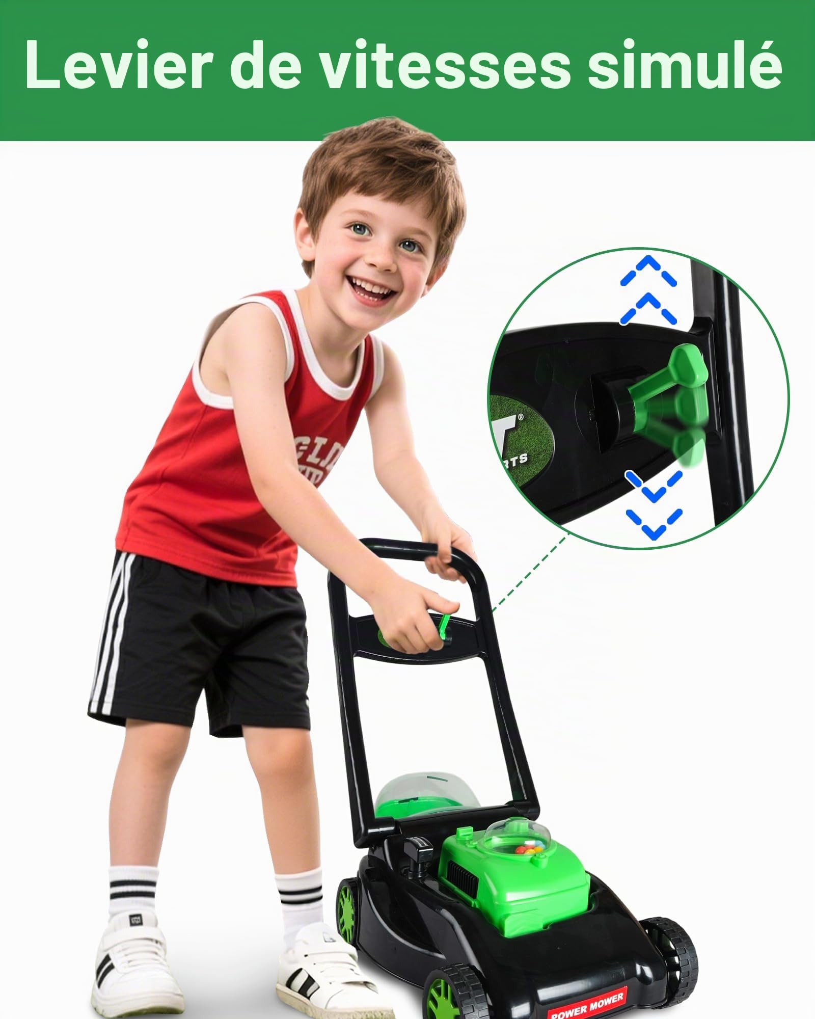 Kids Lawn Mower with Realistic Grass-Cutting Action and Sounds–No Batteries Required | Kids Lawn Mower，Fun Outdoor Push Toy for Kids