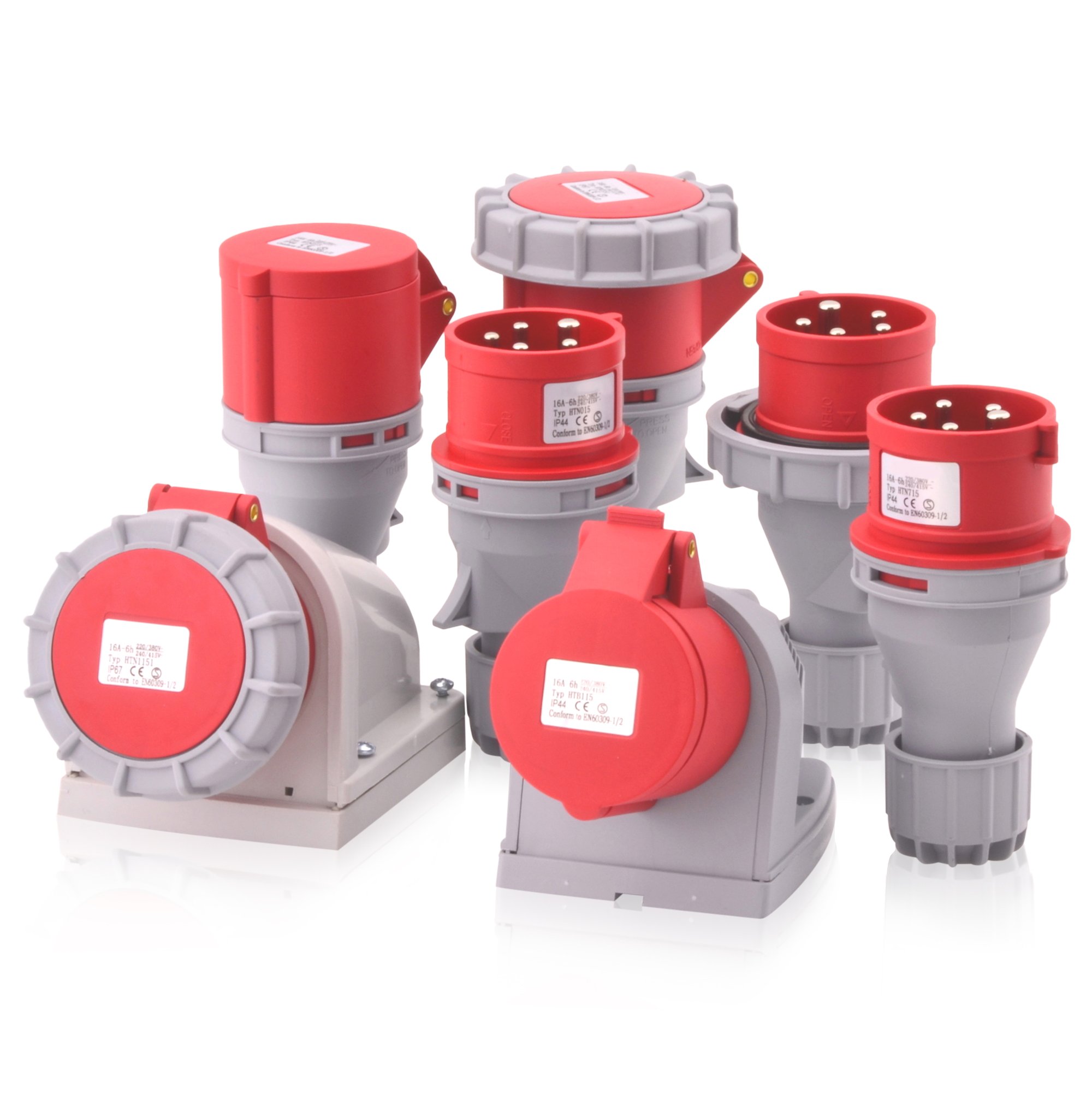 CEE Starkstrom Wandsteckdose Intratec 63A 400V 6h IP67 (spritzwassergeschützt) 5-polig (3P+N+E): IEC-60309 Industrie und Mehrphasenstecker robuste Industriequalität robuste Industriequalität
