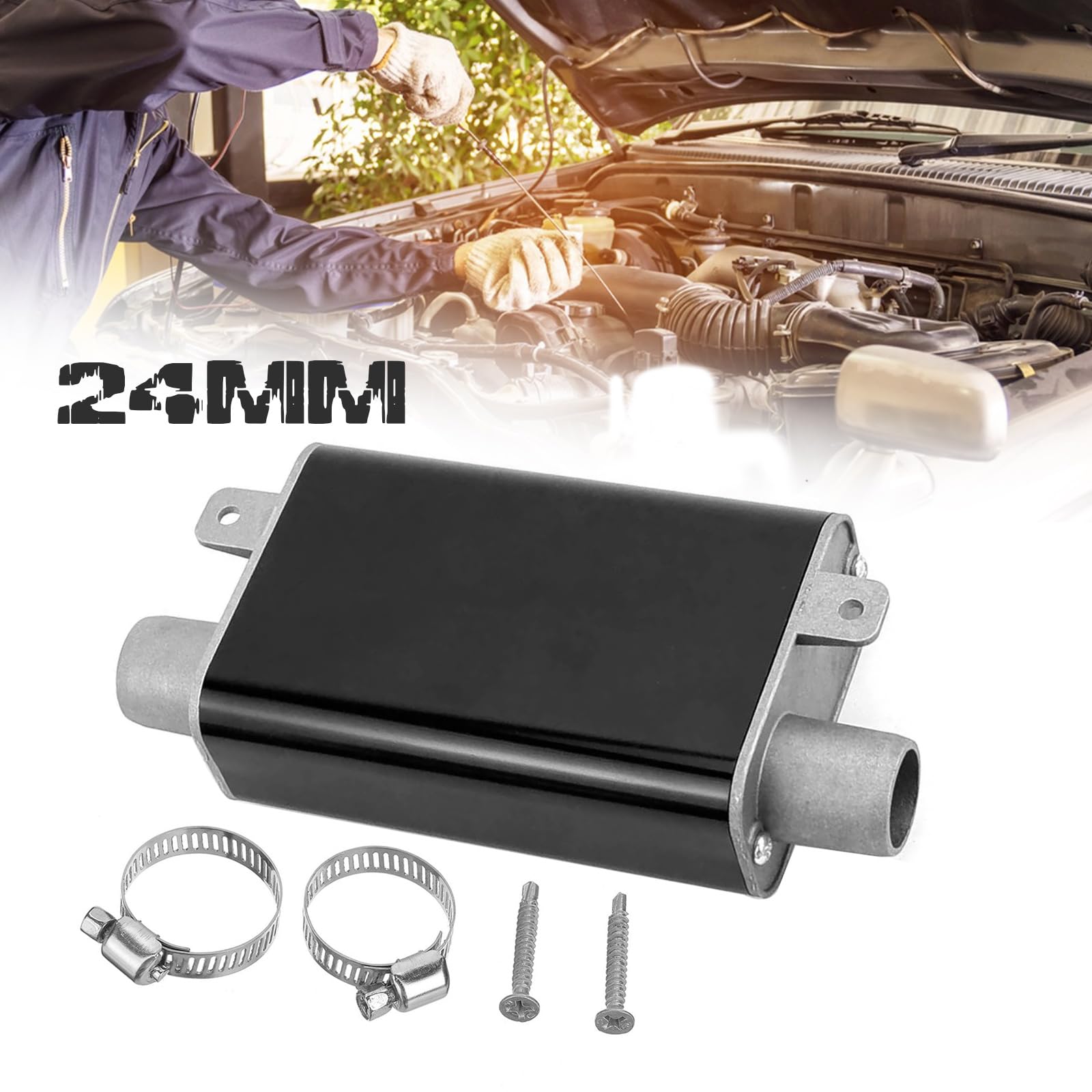 Tubo di scarico Silenziatore, 24mm Silenziatore di scarico per riscaldatore da parcheggio Set di silenziatori, Silenziatore di scarico universale per riscaldatore da parcheggio, Per