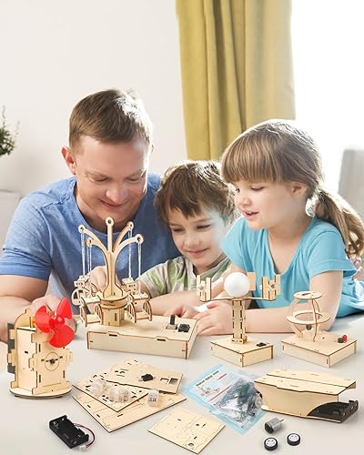 Miniatura 6 de Poraxy Kits STEM para niños de 8 a 10 a 12 años, 5 juegos de rompecabezas 3D de madera, experimentos educativos de ciencia, proyectos de