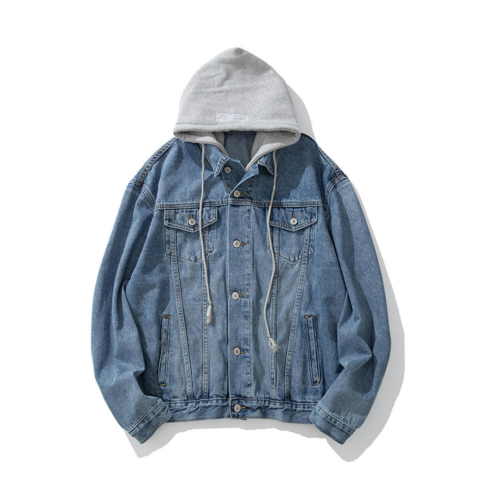 AYAZER Giacca in denim con cappuccio stile Hong Kong da uomo ampia giacca Harajuku versatile in stile coreano