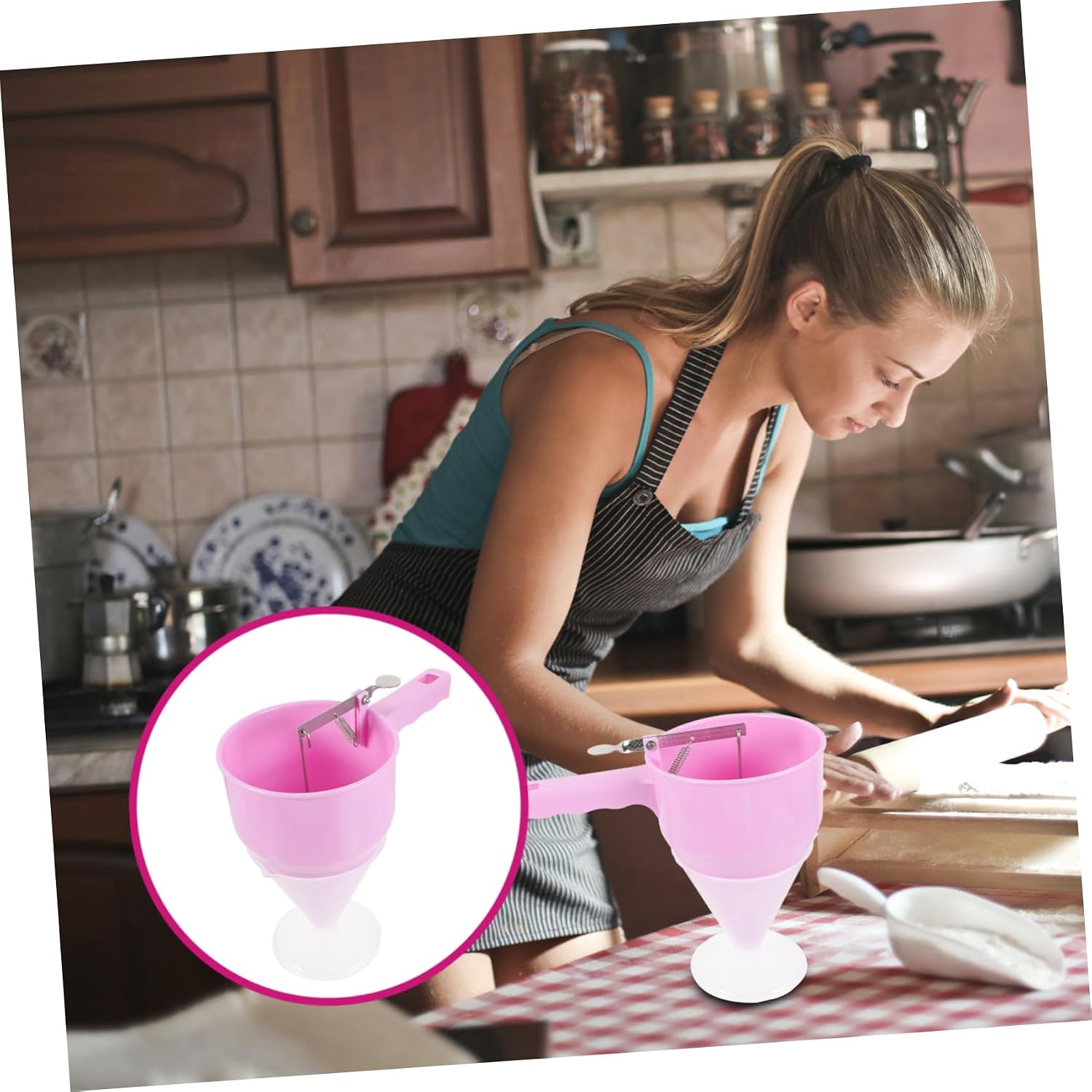 Detachable Plastic Octopus Ball Funnel with Stand for Baking Supply Sturdy Batter Dispenser for Cake Making and Sushi DIY Reusable Kitchen Tool with Handle for Easy Storage