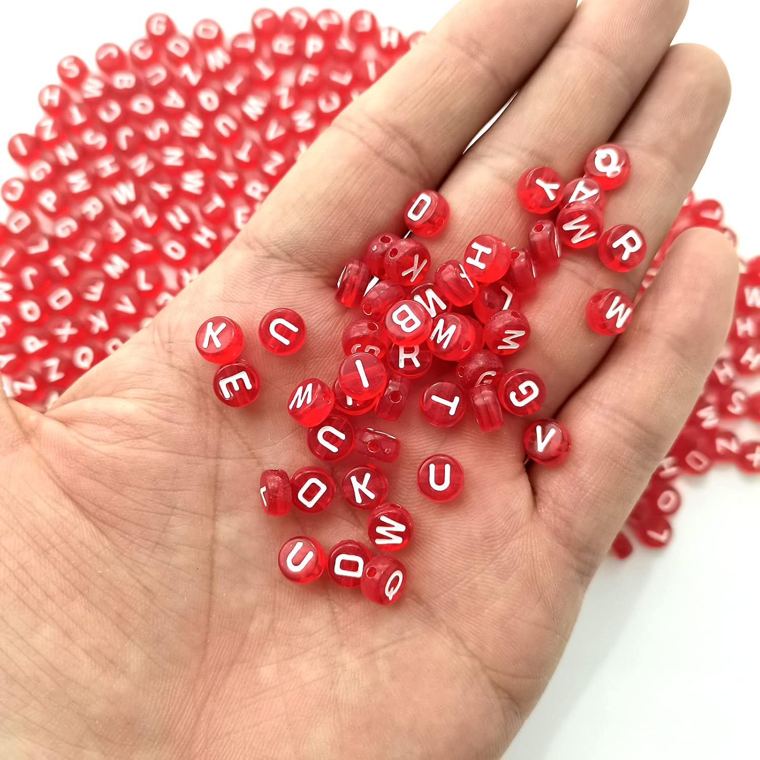 1000pcs Red Letter Beads 7x4mm for Jewelry Making Bracelet Hair Braids Crafts Christmas Decorations - Image 3