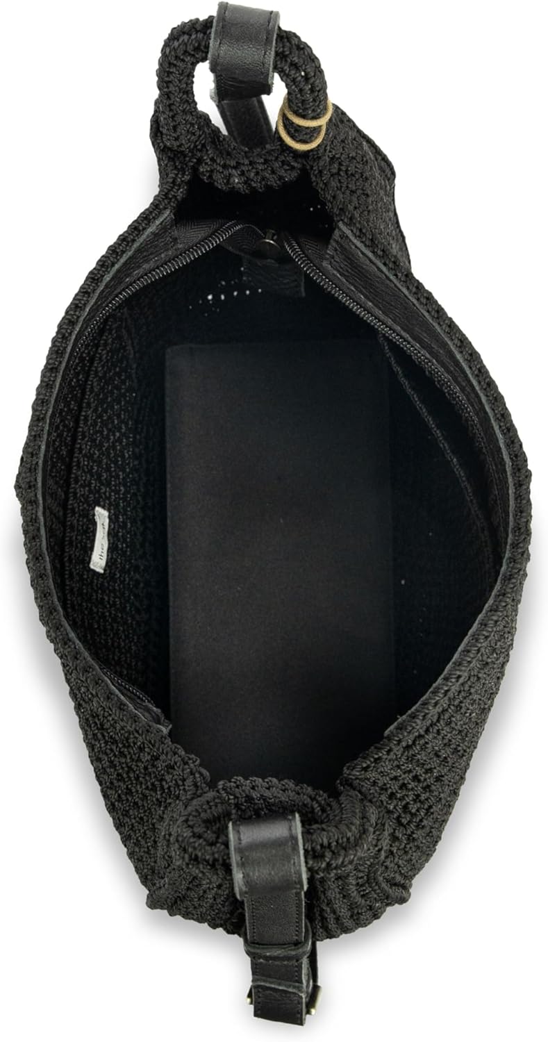 The Sak Los Feliz Crossbody Purse - Hand Crochet Women's Handbag for Everyday & Travel - Cross Body Bag With Zipper Pockets & Adjustable Shoulder Bag Strap - Black - Image 3