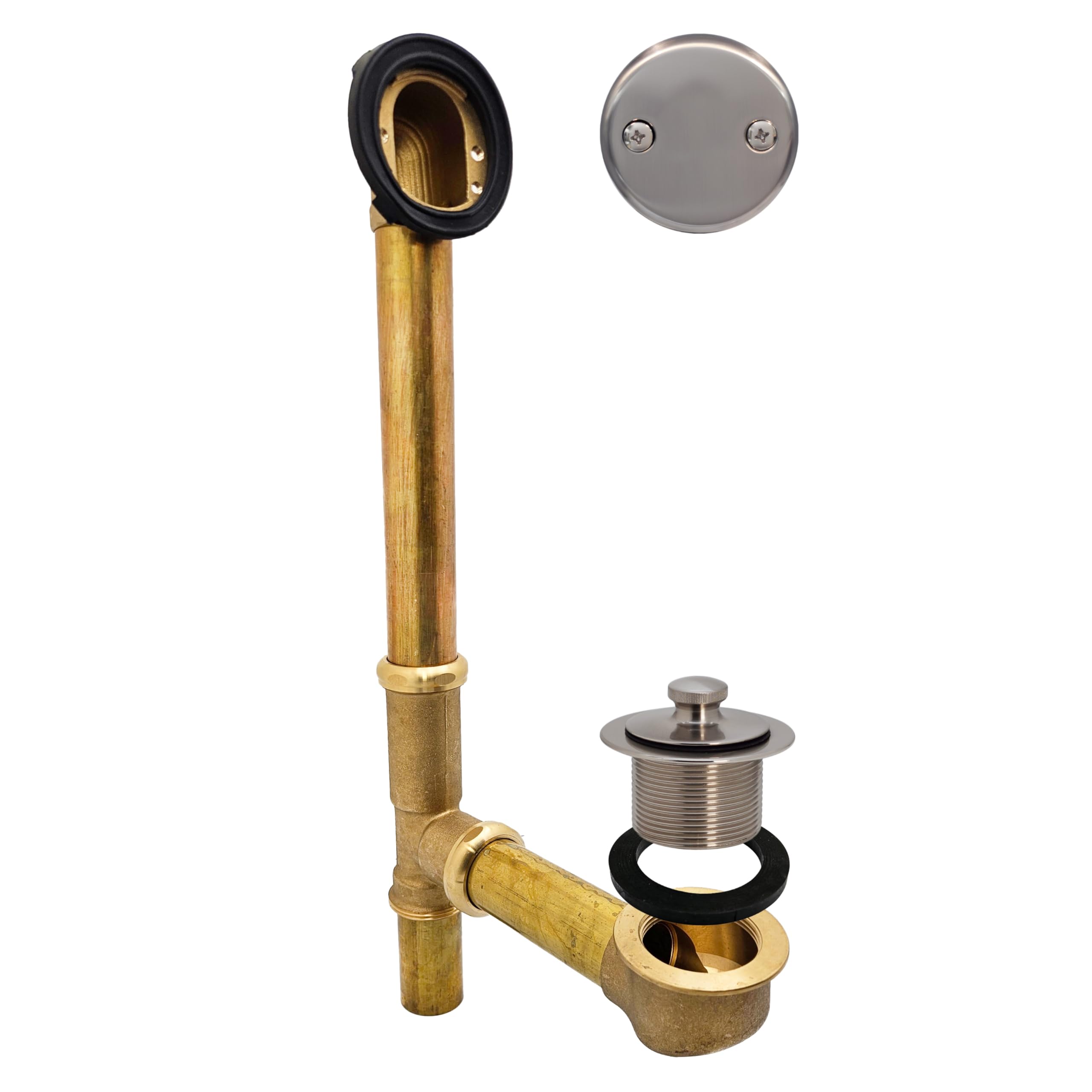 Westbrass D321-20G-07 Wtyczka odpływowa do wanny Twist & Close, satynowy nikiel