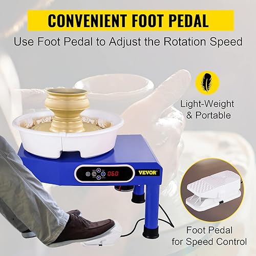Miniatura 2 de VEVOR Rueda de cerámica, máquina formadora de cerámica, pantalla táctil LCD de 9.8 pulgadas, cerámica de 350 W, herramientas eléctricas de escultura