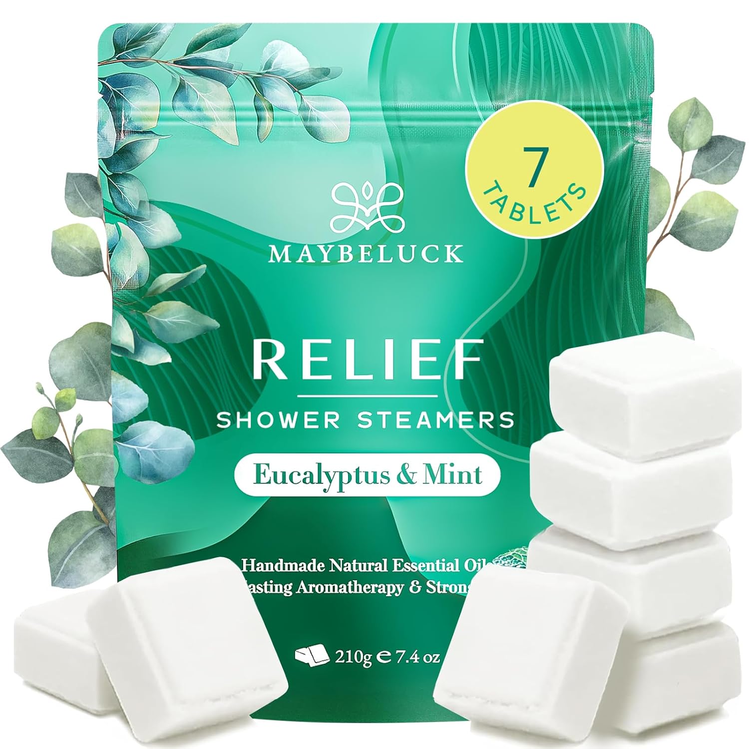 Eucalyptus Mint Shower Steamers 7 Pack – Eucalyptus for Shower, Relaxation Spa Gifts for Women & Men, Natural Essential Oil Bombs for Self Care