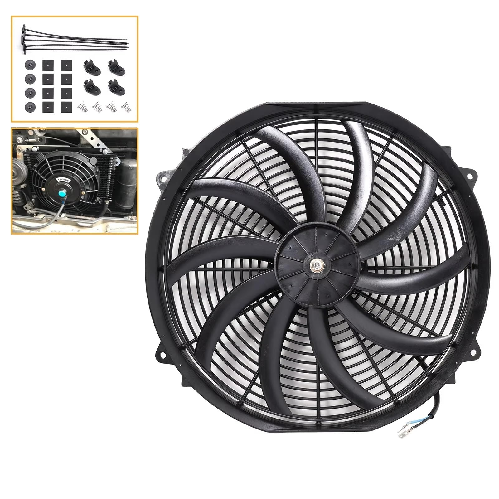 Auto Da Per Corsa 16 '' Push/Pull 12V 120W Radiatore Elettrico Intercooler Ventola Sottile Di Raffreddamento Del Motore Accessori Auto Ventola Radiatore Kit