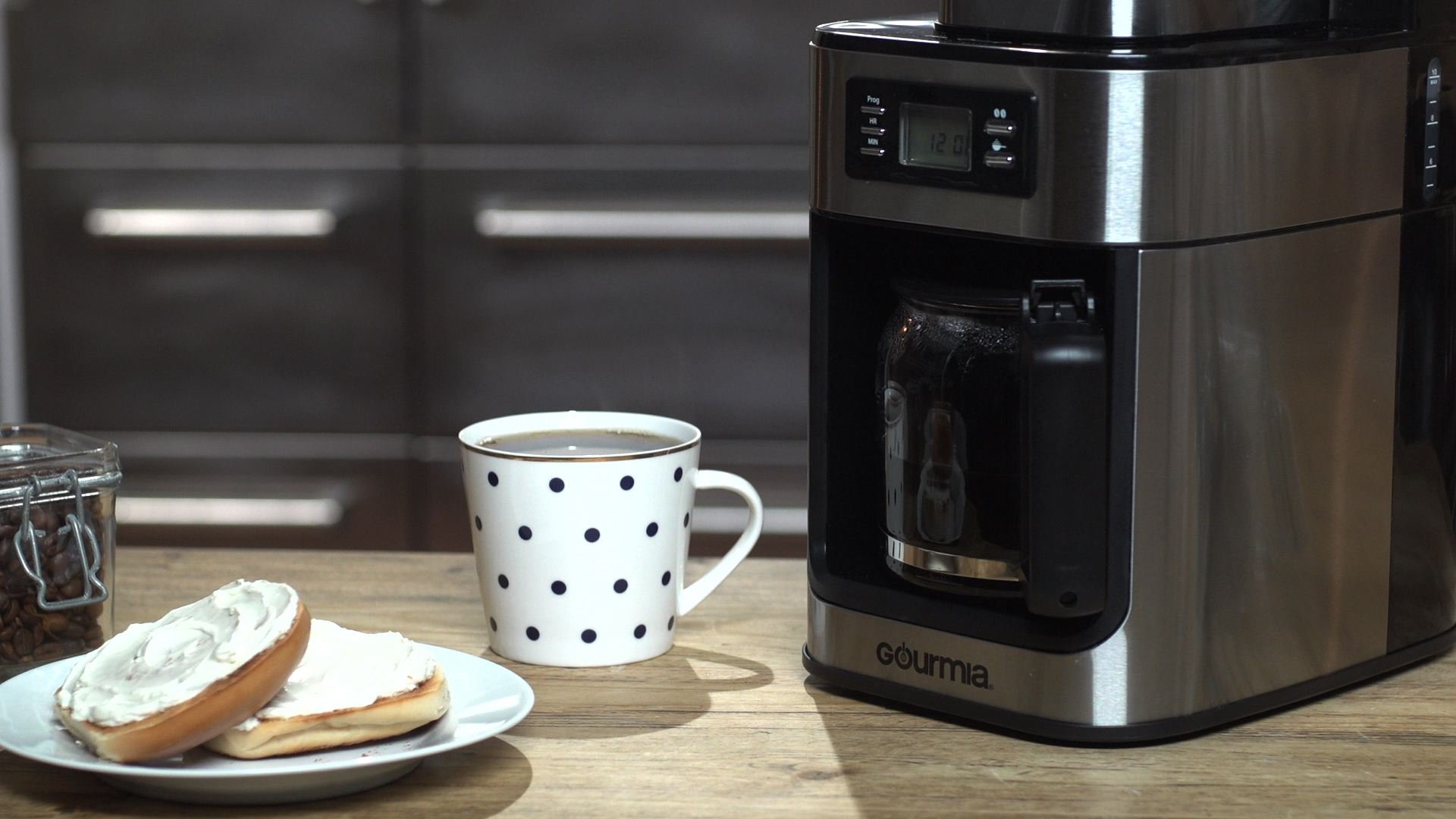 Gourmia GCM4500 Coffee Maker with Built In Coffee Grinder Time Programmable 10 Cup