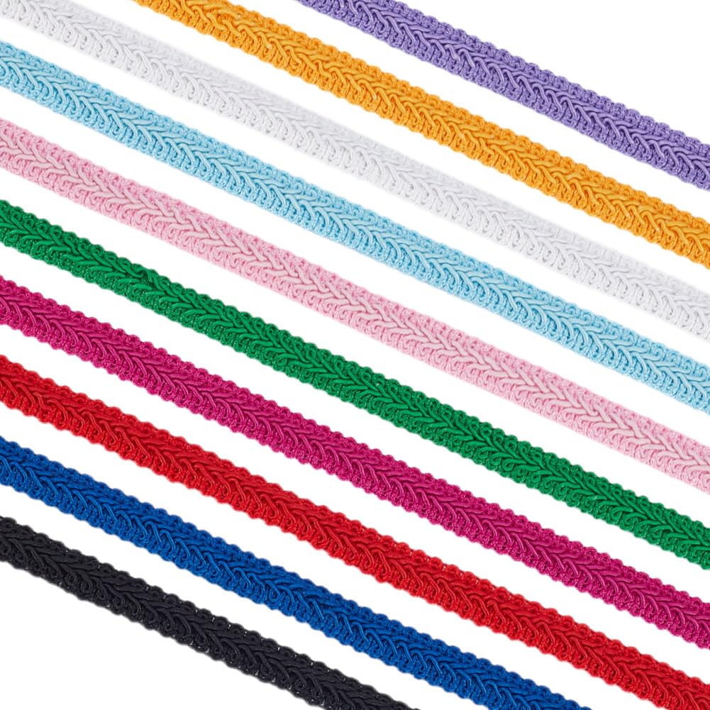 NBEADS Passamaneria In Treccia di Cordoncino Da 41.5 m e 10 colori, Passamaneria Decorativa Intrecciata In Poliestere Da 1.2cm per Accessori per Costumi Fai Da Te