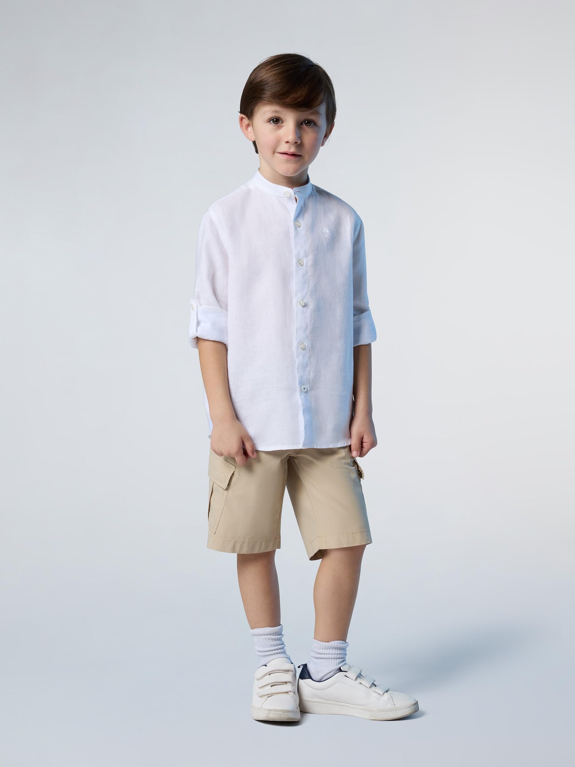NORTH SAILS Camicia Bambino in Lino European Flax™ con Colletto Coreano