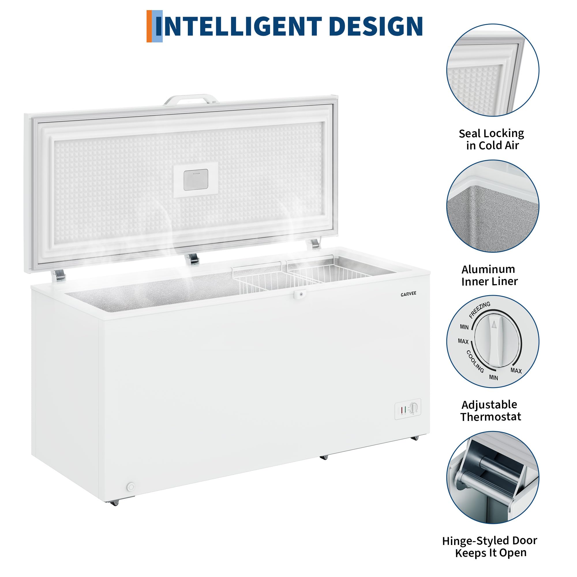 Chest Freezer 17 Cu. Ft, Convertible Deep Freezer with 2 Removable Baskets, 6 Casters & LED Light, Defrost Drain, Exterior Lock with Key, R600a for Home, Garage, Kitchen on Fridge.com