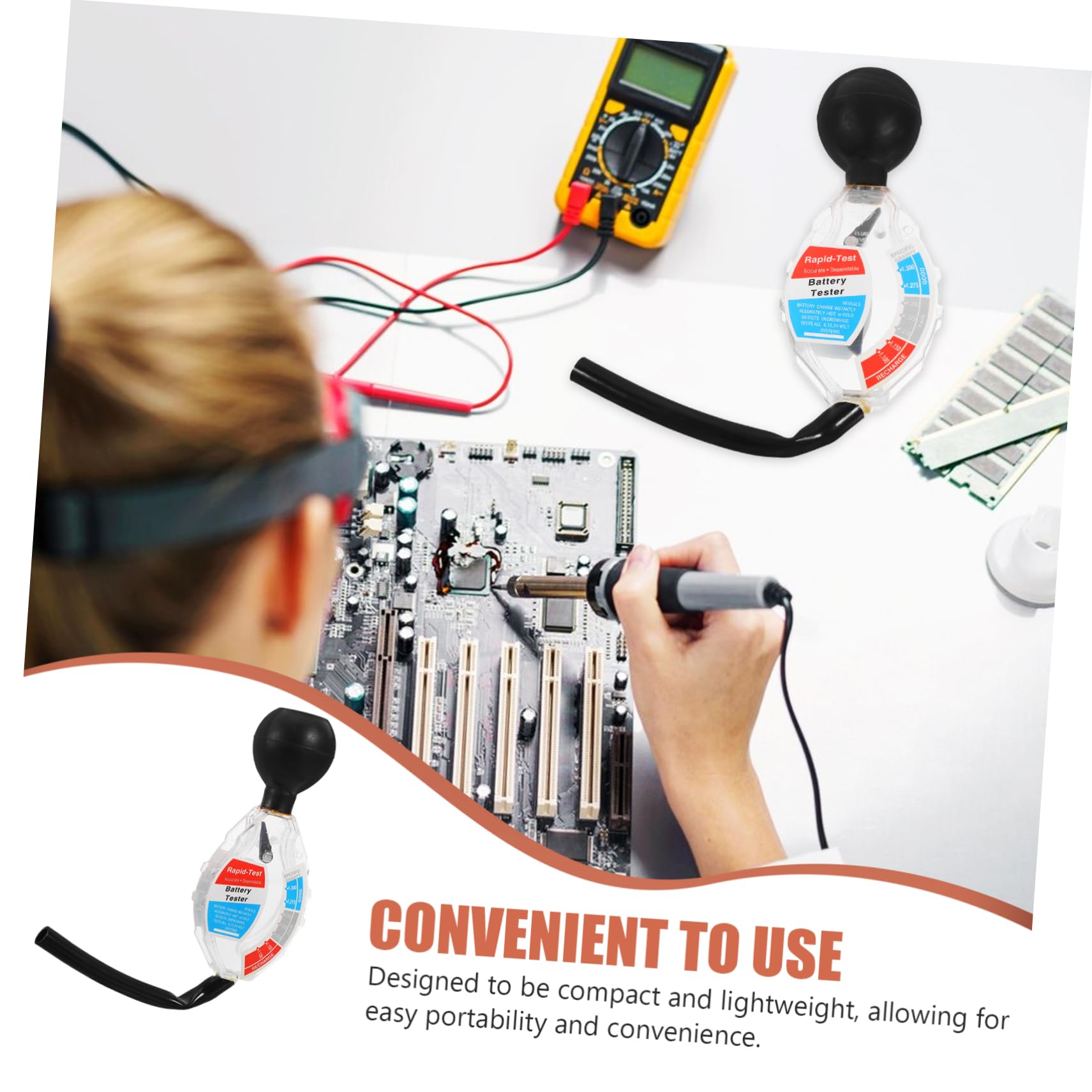 DOITOOL Small Battery Tester Car Battery Testing Equipment Hydrometer Tool 6v-24v